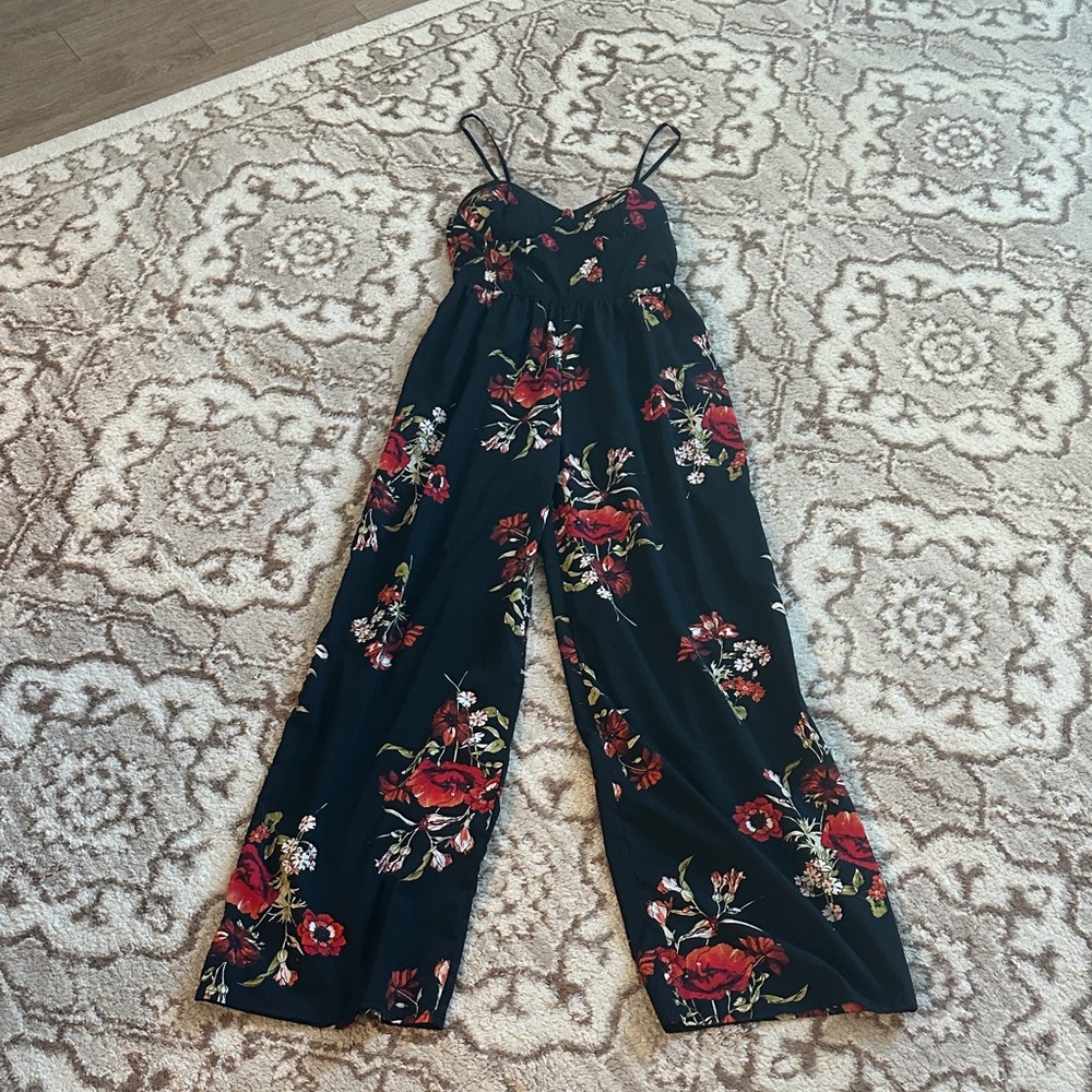 Floral Black Jumpsuit